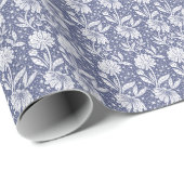 Navyblaues Blumendesign im William-Morris-Stil Geschenkpapier (Rolleneckpunkt)