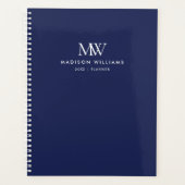 Navyblaues einfaches elegantes modernes Monogramm Planer (Vorderseite)