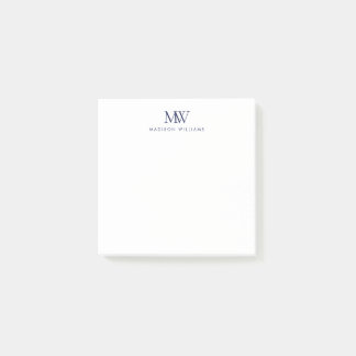 Navyblaues einfaches elegantes modernes Monogramm Post-it Klebezettel