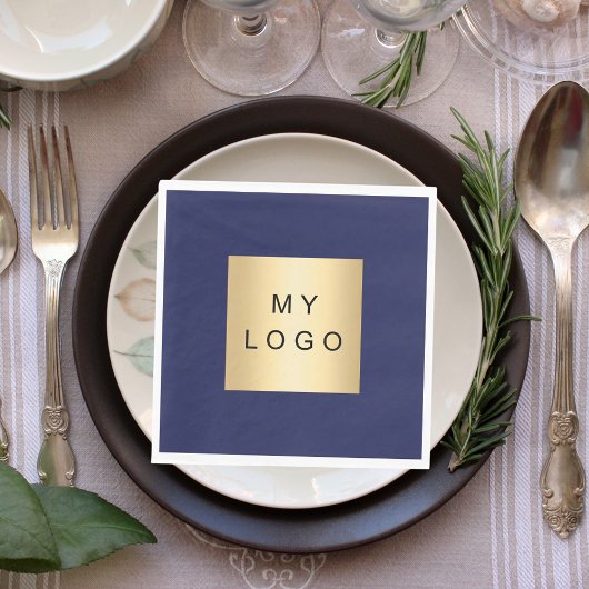 Navyblaues Geschäftslogo Mittagessen Serviette