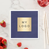 Navyblaues Geschäftslogo Mittagessen Serviette (Beispiel)