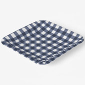 Navyblaues kleines klassisches Gingham-Karo-Gingha Pappteller (Gewinkelt)