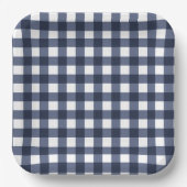 Navyblaues kleines klassisches Gingham-Karo-Gingha Pappteller (Vorderseite)