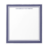 Navyblaues minimalistisches Monogramm Notizblock (Vorderseite)