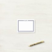 Navyblaues Monogramm Post-it Klebezettel (Auf Schreibtisch)