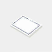 Navyblaues Monogramm Post-it Klebezettel (angewinkelt)