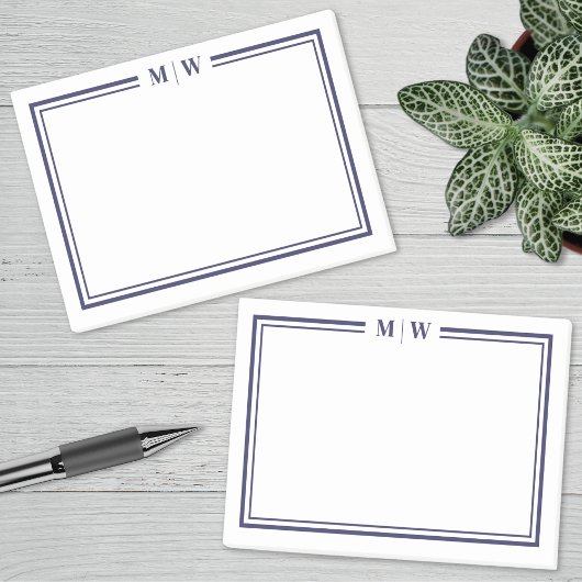 Navyblaues Monogramm Post-it Klebezettel