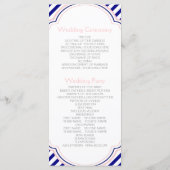Navyblaues, rosa nautisches Hochzeitsprogramm Programm (Rückseite)