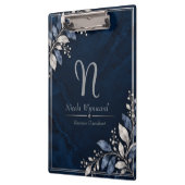 Navyblaues Silber-Monogramm-Clipbrett Klemmbrett (Links)