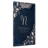 Navyblaues Silber-Monogramm-Clipbrett Klemmbrett (Rechts)