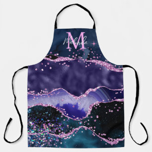 Navyblaues und violettes Glitter-Ozeanachat Schürze