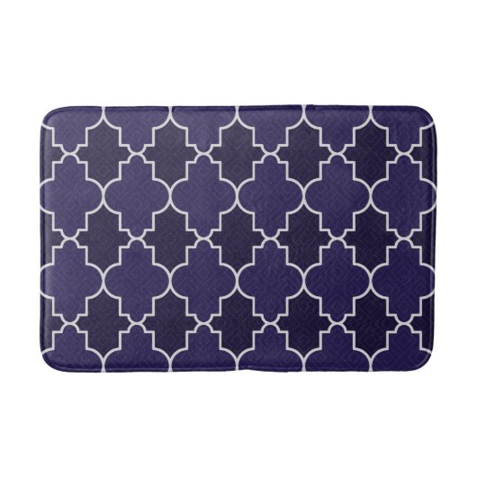 Navyblaues Vierpass-Geometrie-Muster Badematte (Vorderseite)