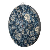 Navyblaues Vintage-Blumen-Botanik-Muster Dartscheibe (Vorderseite rechts)