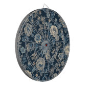 Navyblaues Vintage-Blumen-Botanik-Muster Dartscheibe (Vorderseite Links)