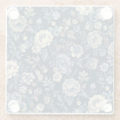 Navyblaues Vintage-Blumen-Botanik-Muster Glasuntersetzer (Rückseite)