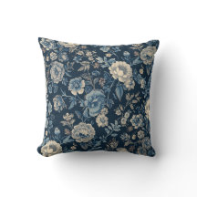 Navyblaues Vintage-Blumen-Botanik-Muster
