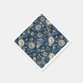 Navyblaues Vintage-Blumen-Botanik-Muster Serviette (Ecke)
