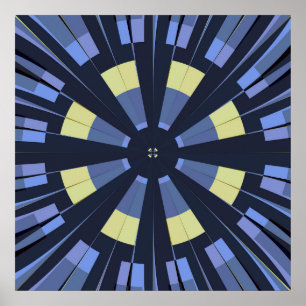 Navyblaues Wheel of Fortune Fraktal Kunst Poster