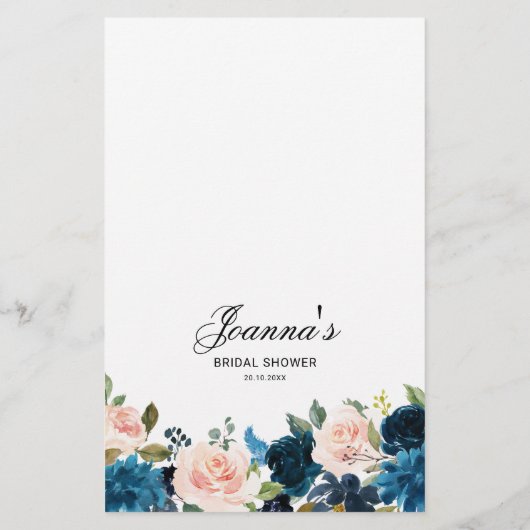 NavyBlue Blush Brautparty Game (Rückseite)