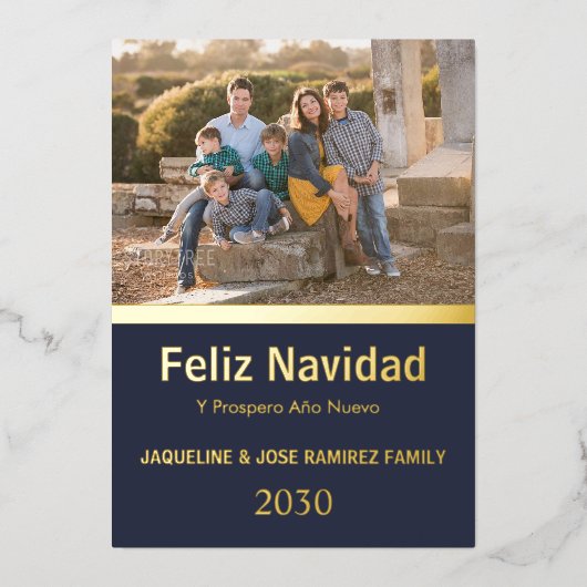 NavyFeliz Navidad Spanisches Foto Folien Feiertagskarte (Vorderseite)