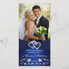 Navyl Blue Silvee Blumenherzen Wedding Foto Card Dankeskarte