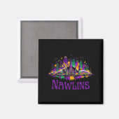 Nawlins New Orleans Cityscape Mardi-gras Souvenir Magnet (Vorderseite/Rückseite)