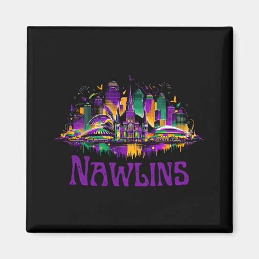 Nawlins New Orleans Cityscape Mardi-gras Souvenir Magnet (Vorne)