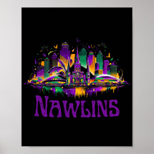 Nawlins New Orleans Stadtbild Mardi-gras Souvenir Poster