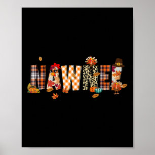 Nawnee Truthahn Retro Herbst Herbst Leopard Thanks Poster