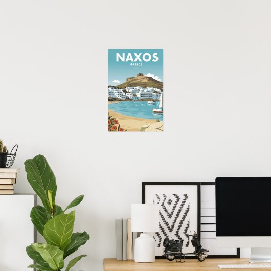 Naxos Greece Beach Travel Poster (Heimbüro)