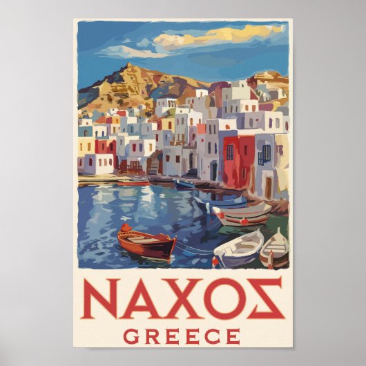 Naxos Greece Painterly Travel Art Vintag Poster (Vorne)