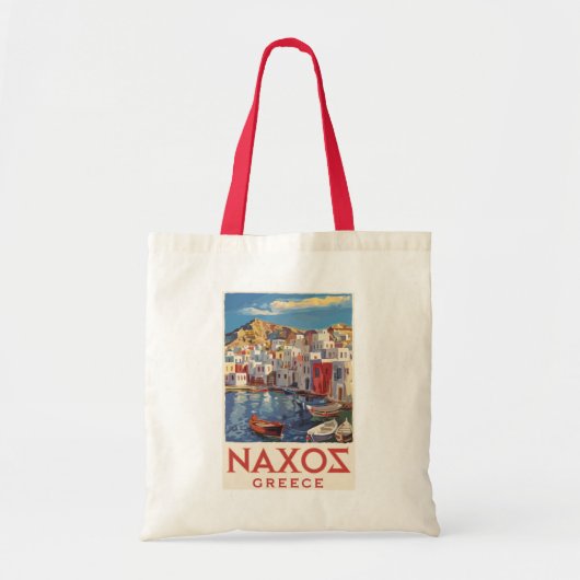 Naxos Greece Painterly Travel Art Vintag Tragetasche (Vorne)