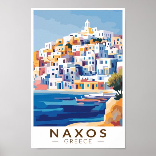 Naxos Griechenland Illustration Travel Art Vintag Poster (Vorne)