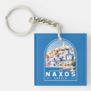 Naxos Griechenland Illustration Travel Art Vintag Schlüsselanhänger