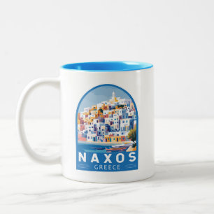 Naxos Griechenland Illustration Travel Art Vintag Zweifarbige Tasse