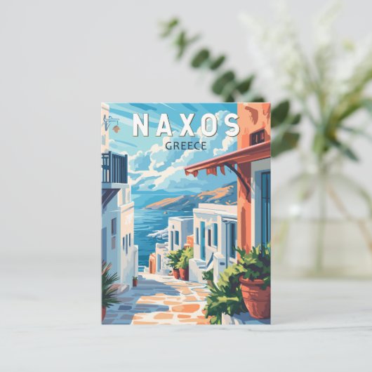 Naxos Griechenland Reisen Kunst Vintag Postkarte (Stehend Vorderseite)