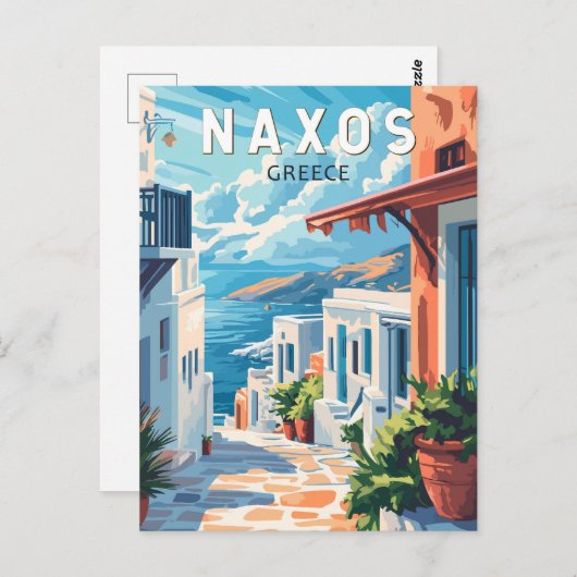 Naxos Griechenland Reisen Kunst Vintag Postkarte (Vorne/Hinten)
