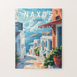 Naxos Griechenland Reisen Kunst Vintag Puzzle<br><div class="desc">Naxos Retrovektor-Reiseschema. Naxos ist eine griechische Insel in der Südägäis,  die größte der Kykladen-Inselgruppe. Die fruchtbare Landschaft erstreckt sich über Bergdörfer,  alte Ruinen und lange Abschnitte des Strandes.</div>