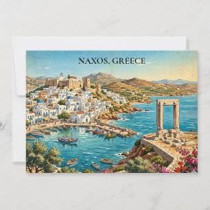 Naxos Griechenland Retro Vintage Reiseillustration Karte