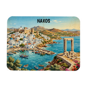 Naxos Griechenland Retro Vintage Reiseillustration Magnet