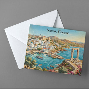 Naxos Griechenland Retro Vintage Reiseillustration Postkarte
