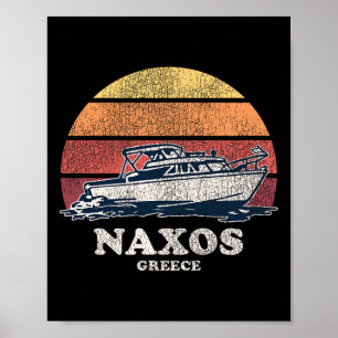 Naxos Griechenland Vintage Bootfahren 70er Retro B Poster