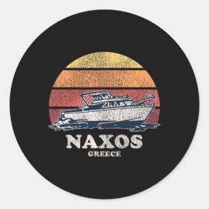 Naxos Griechenland Vintage Bootfahren 70er Retro B Runder Aufkleber