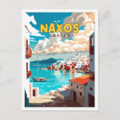 Naxos Griechenland Vintage-Reise-Abbildung Postkarte (Vorderseite)