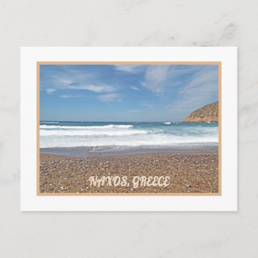 NAXOS INSEL, GRIECHENLAND /WAVES ROLL IN /PEBBLE B POSTKARTE (Vorderseite)