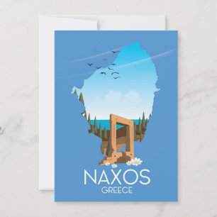 Naxos Karte Griechisches Reiseplakat.
