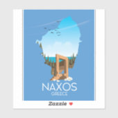 Naxos Karte griechisches Reiseplakat. Aufkleber (Blatt)