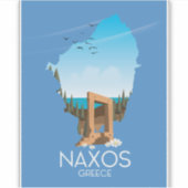 Naxos Karte griechisches Reiseplakat. Aufkleber (Vorderseite)