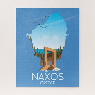 Naxos Karte griechisches Reiseplakat. Puzzle