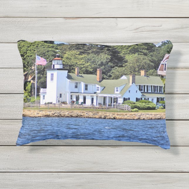 Nayatt Point Lighthouse Rhode Island Accent Pillow Kissen Für Draußen (Rückseite)